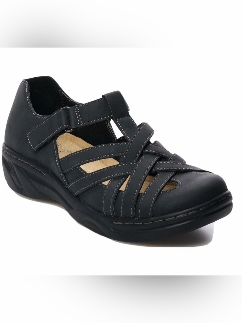 Croft & Barrow Women's Size 8.5 Shoes Black Ortholite Comfort Crescendo Sandals